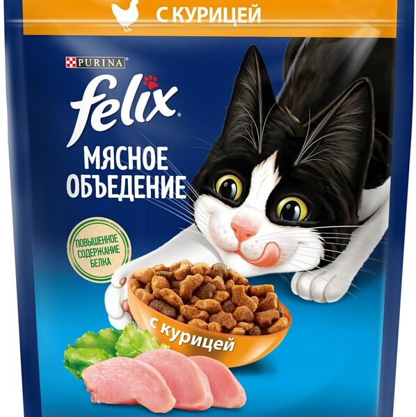 Сухой корм для кошек Felix Мясное объедение с курицей 600г