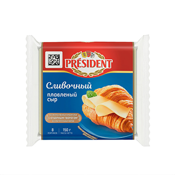 

Сыр плавленый President сливочный слайсы 40% 150 г