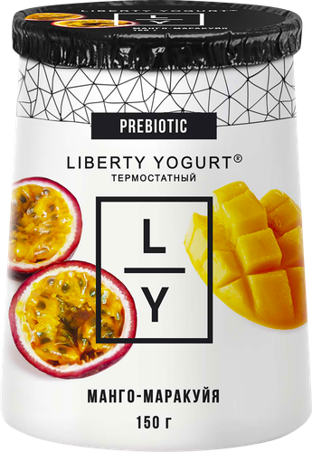 

Йогурт термостатный LIBERTY с манго и маракуйей 2%, без змж, 150г