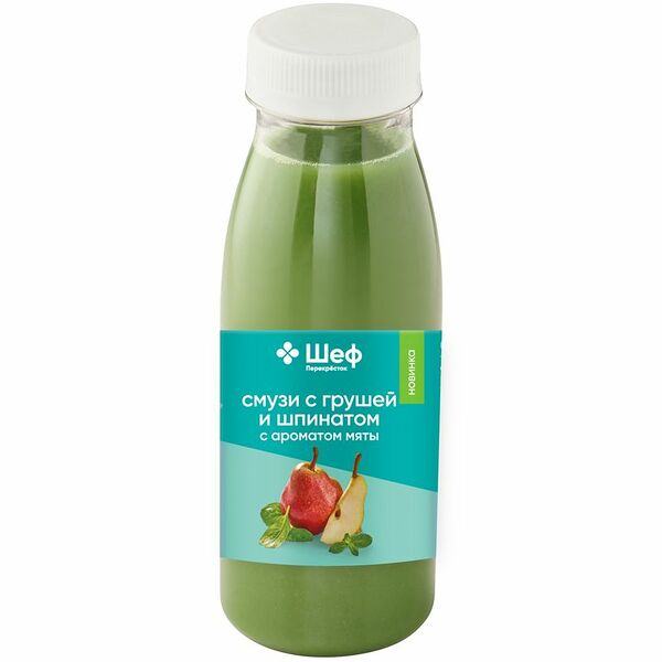 Смузи с грушей и шпинатом с ароматом мяты Шеф Перекрёсток, 250мл