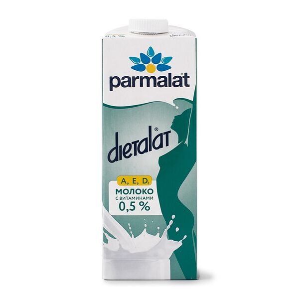 Молоко ультрапастеризованное Parmalat Dietalat 0.5% без змж с витаминами, 1 л