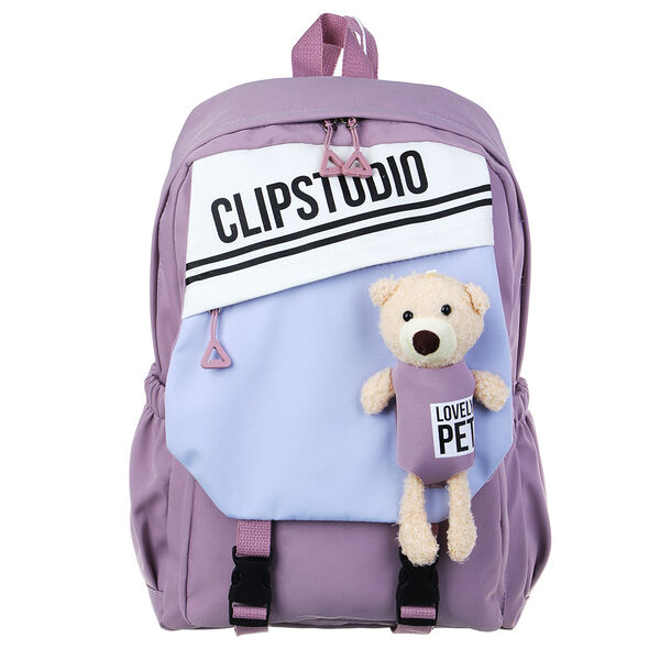 Рюкзак подростковый 44х29х15см, 1 отд., 3 карм., клапан с карм., мягкая игрушка, гладкий пэ, сирен.