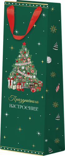 

Пакет подарочный Новогодняя сказка, под бутылку, 12х38х10см, Арт. BLP в ассортименте