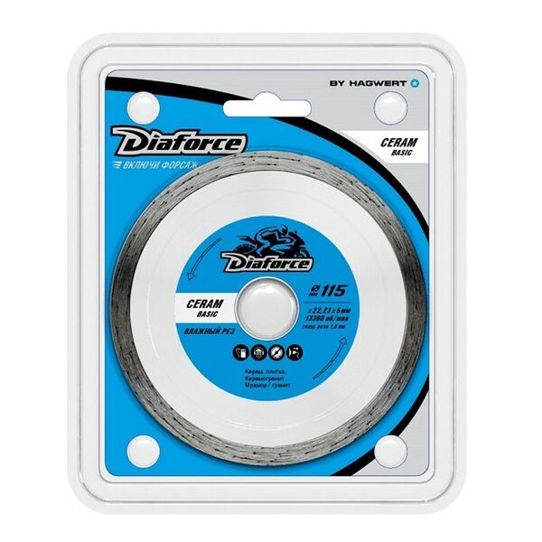 Диск алмазный Diaforce Ceram Basic, влажный рез, 115х22,23х5х1,8 мм