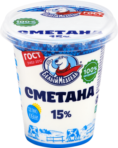 

Сметана БЕЛЫЙ МЕДВЕДЬ 15%, без змж, 300г