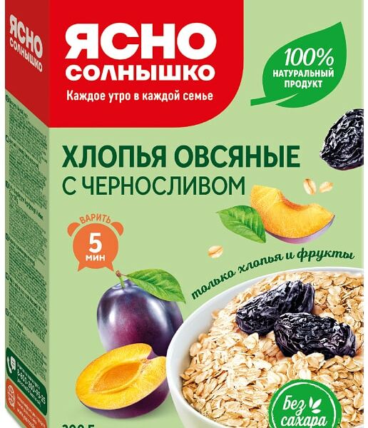 Хлопья Ясно Солнышко Овсяные с черносливом 300г