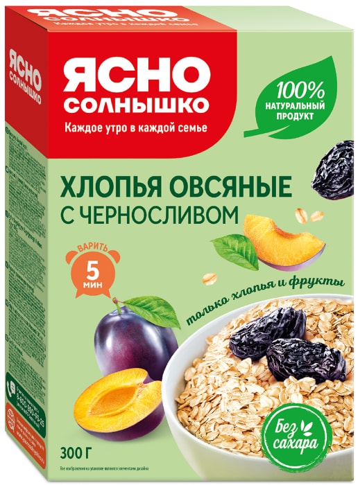 

Хлопья Ясно Солнышко овсяные с черносливом 300 г