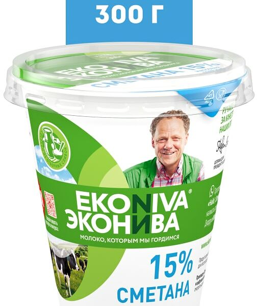 Сметана ЭкоНива 15% 300г