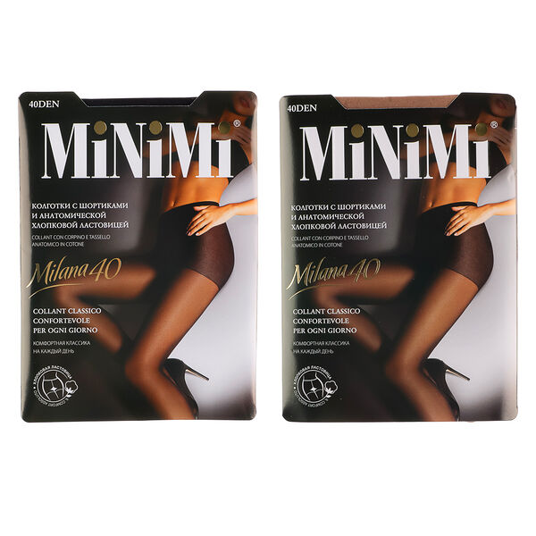 Minimi колготки капроновые milana 40, р-ры 2,3,4,5, 86% полиамид, 12% эластан, 2% хлопок, два цвета