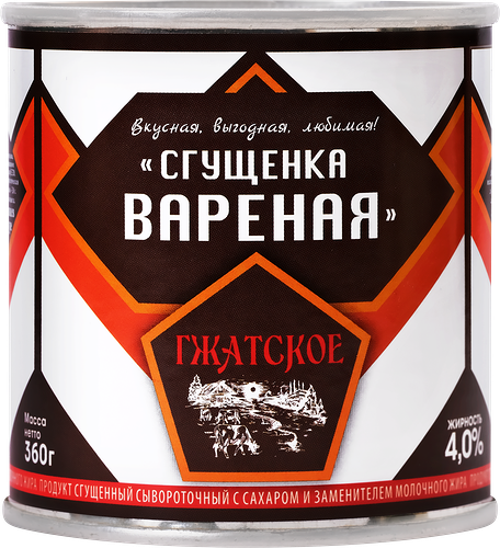 Продукт молокосодержащий ГЖАТСКОЕ Сгущенка вареная с сахаром 4%, с змж, 360г