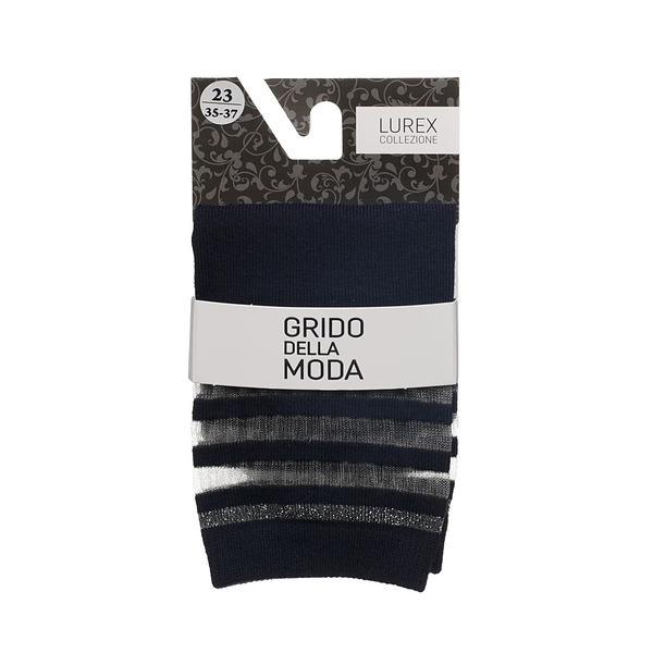 Женские носки с люрексом Grido della Moda Прозрачные полоски, темно-синие р.23