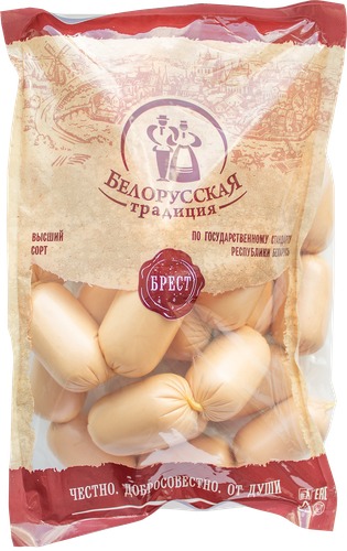 

Сардельки Белорусская традиция Лакомые с сыром высший сорт весовые