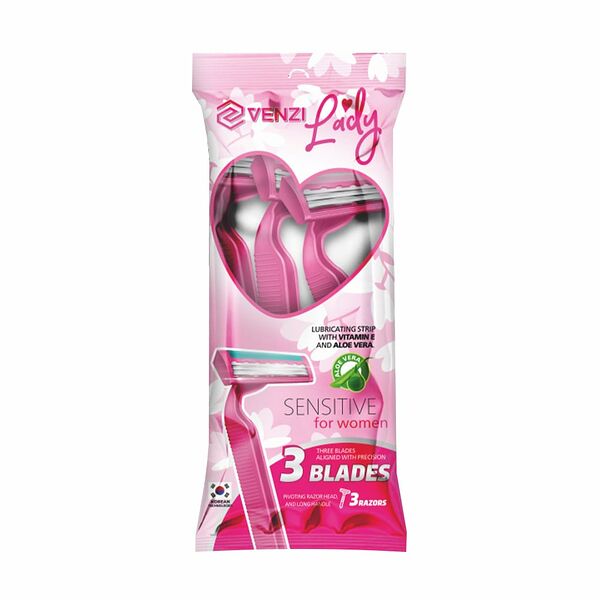 Станок для бритья одноразовый женский Venzi Lady S3, 3 шт