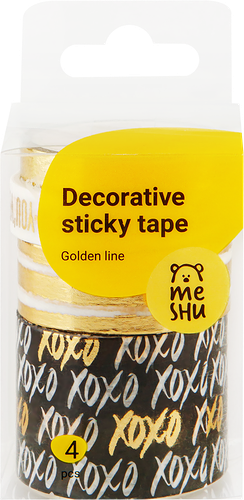 Лента декоративная клейкая MESHU Golden line, 4шт