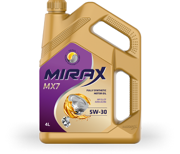 Масло моторное синтетическое Mirax MX7 SAE 5W30 API SL/CF, ACEA A3/B4,кан 4л