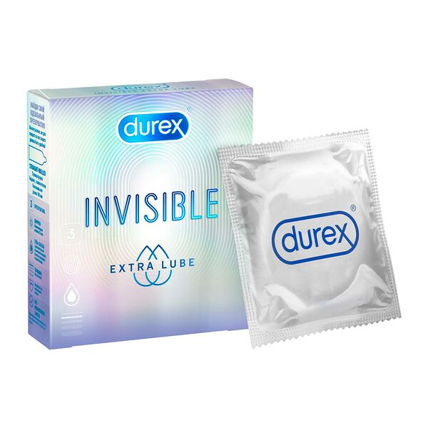 Презервативы Durex Invisible Extra Lube ультратонкие с дополнительной смазкой 3 шт