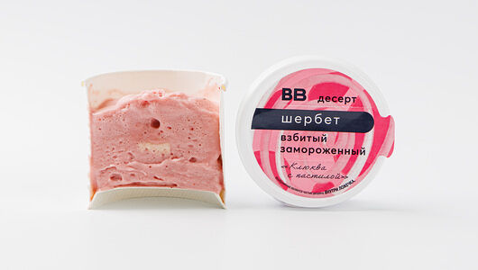 Шербет Вкусвилл взбитый замороженный клюква с пастилой, 75Г