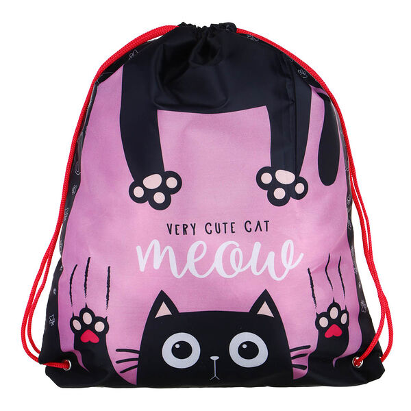 Милый котик мешок для сменной обуви на завязках, 34,8x41,5см, полиэстер
