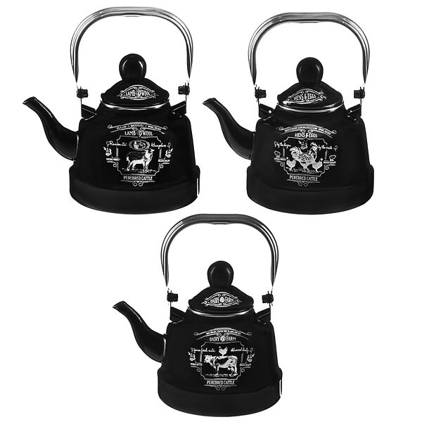 Vetta ранчо чайник эмалированный 1,1 л, 3 дизайна, индукция