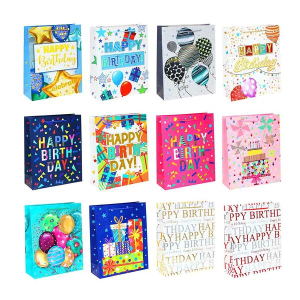 Пакет подарочный, высококачеств.бумага, глиттер, тиснение фольгой, 26х32х10см, 12 дизайнов в ассортименте, арт.3