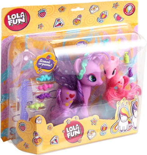

Набор игровой LOLA FUN Пони – 2шт, с аксессуарами, 14 предметов, Арт. 63815 A-B