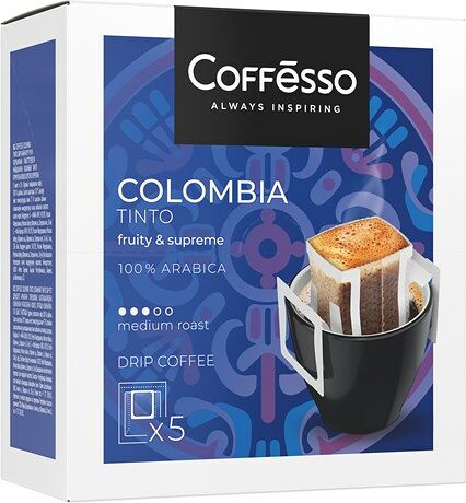 Кофе Coffesso Colombia Tinto молотый дрип-пакет, 5 шт х 10 г