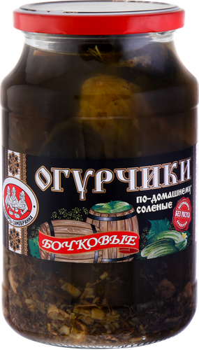 

Огурчики Скатерть-самобранка бочковые по-домашнему соленые 950 мл