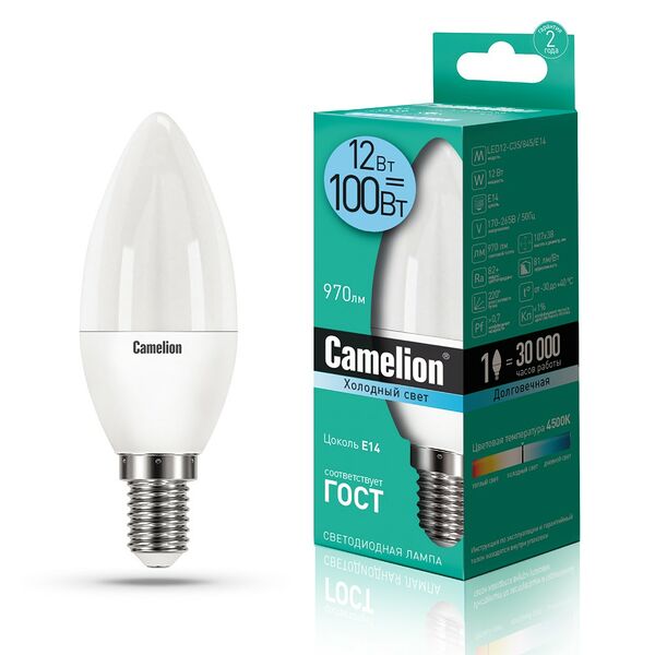 Лампа светодиодная Camelion Свеча LED12-C35/845/E14