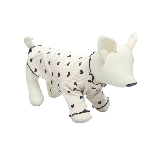 Футболка для собак FOXIE Hearts S (длина спины 30см, обхват груди 42-48см) белая