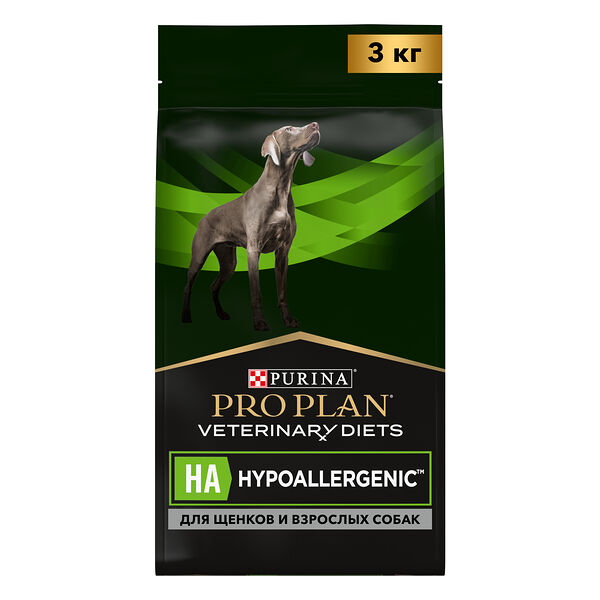 Сухой корм для собак диетический PRO PLAN® VETERINARY DIETS HA Hypoallergenic при пищевой непереносимости, 3000г