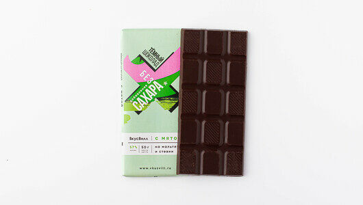 Шоколад ВкусВилл темный с мятой на мальтите и стевии
