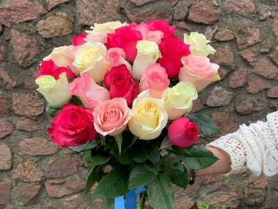 25 кенийских роз Микс (40 см)