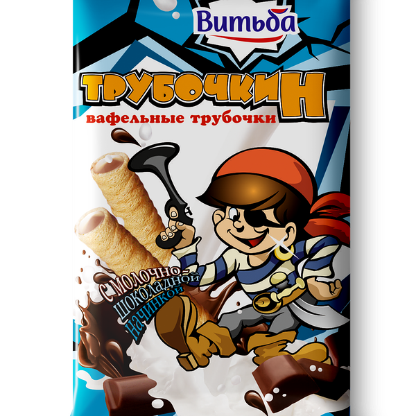 Вафельные трубочки с молочно-шоколадной начинкой вес 32г Витьба