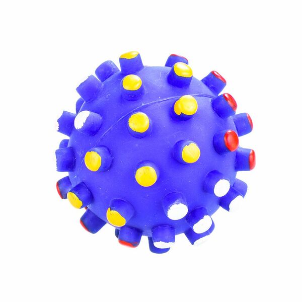 Игрушка для собак Мяч с шипами разноцветная винил 7 см