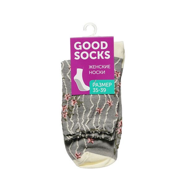 Женские ажурные носки Good Socks Цветы, серые, р.35-39