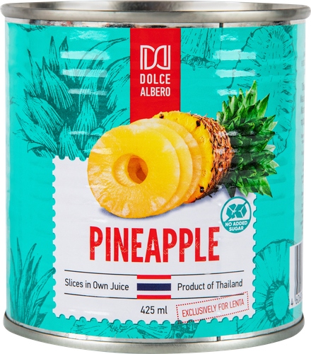 

Ананасы Dolce Albero Кольца в собственном соку 425 мл