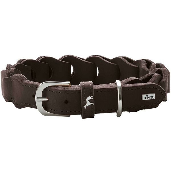 Hunter ошейник кожаный Solid Education Chain 39-46 см., Коричневый