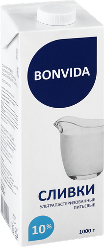 

Сливки ультрапастеризованные BONVIDA 10% без змж, 1 кг