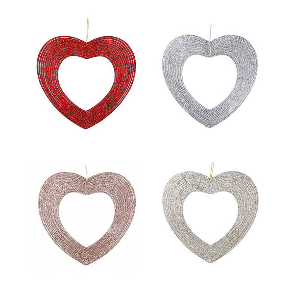 Сноу бум подвеска в виде сердца, глиттер, пластик, 5 цветов, 15см
