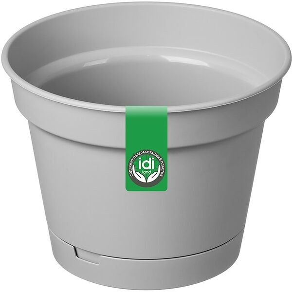 Горшок для цветов Idiland Mint d 185 мм 2,3 л серый с поддоном