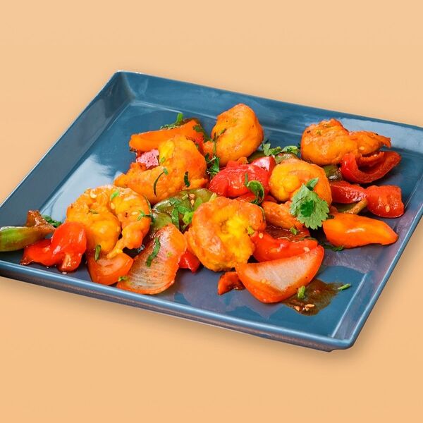 Чили Проун (Креветки и овощи обжаренные в кляре)