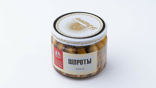 Шпроты За Родину тушки из балтийской кильки в масле 270 г