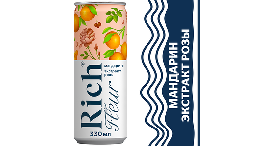 Напиток сокосодержащий Rich Fleur из винограда и лимона с ароматом розы газированный, 330мл