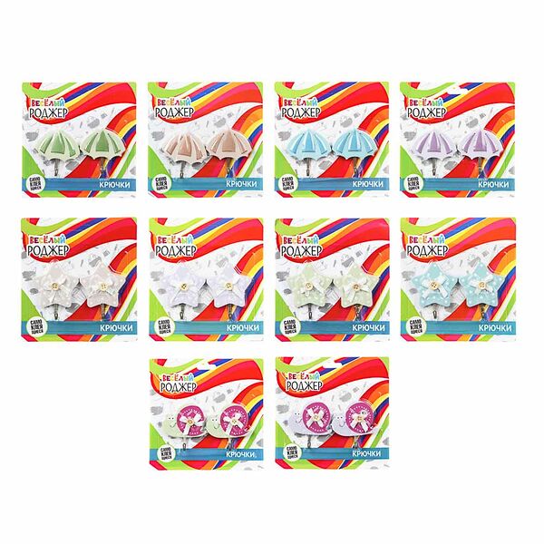 Веселый роджер крючки самоклеящиеся на блистере, 2шт, металл, пластик, 3 дизайна