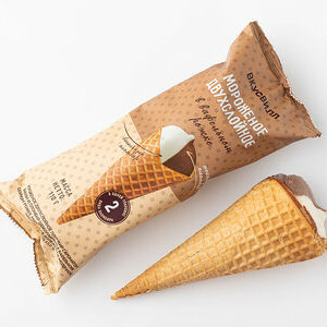 Мороженое двухслойное в вафельном рожке (Продукт замороженный)