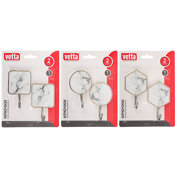 Крючки самоклеящиеся Vetta Мрамор 2 шт. дизайн в ассортименте