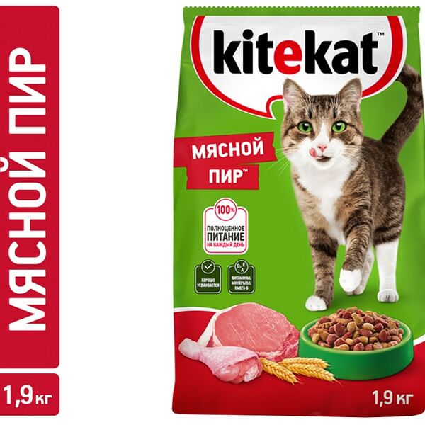 Сухой корм для кошек Kitekat Мясной пир 1.9кг