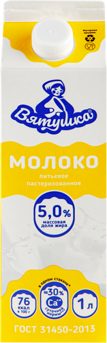 

Молоко Вятушка пастеризованное, 5% 1 л