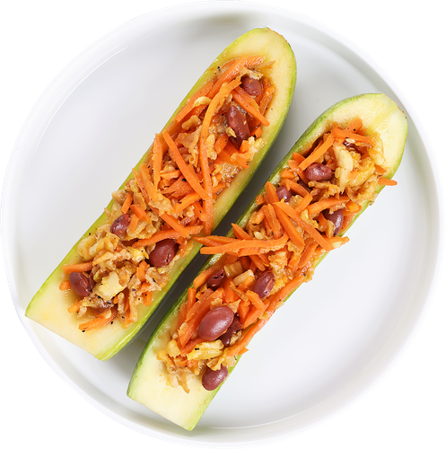 

Кабачок фаршированный фасолью и овощами кулинарный полуфабрикат