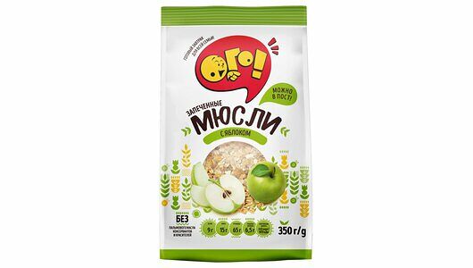 Мюсли запечённые Ого! с яблоком, 350г